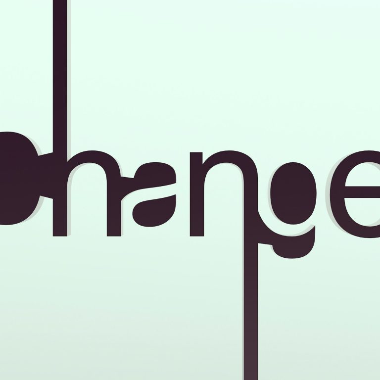 Veränderung als Wort Change dargstellt